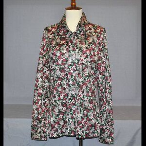 Vintage Kokobay Women's Blouse Size Large Retro Mod Multicolor Floral Print Top